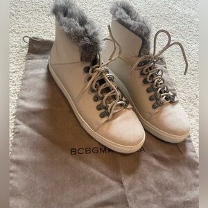 BCBG Rabbit fur sneakers